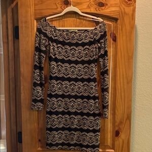 Giani Bini black and gold long sleeve dress.  EUC